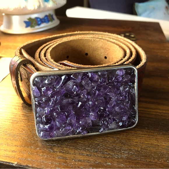 Dragonfly Designs OD Accessories - Amethyst Encrusted Buckle & Belt L